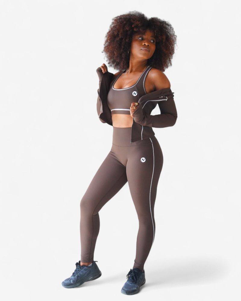 Ensemble Activewear 3 Pièces "Contraste" (Legging, Brassière, Veste)