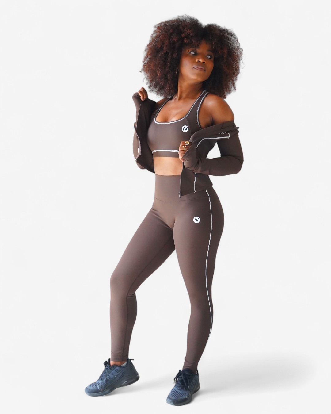 Ensemble Activewear 3 Pièces "Contraste" (Legging, Brassière, Veste)